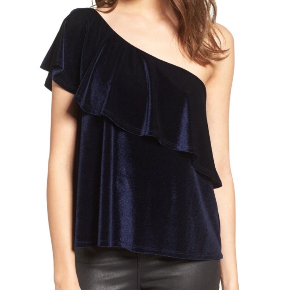 Navy crushed velvet top